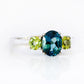 Lucy, a London Blue Topaz and Peridot Trilogy Ring - Victoria's Jewellery