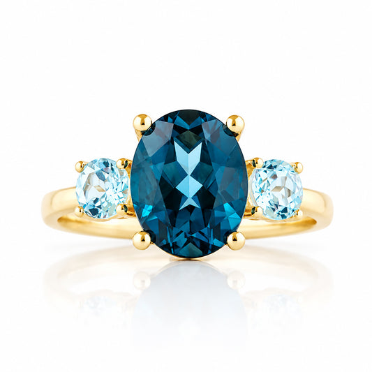 Hallie, London Blue and Sky Blue Topaz Ring - Victoria's Jewellery