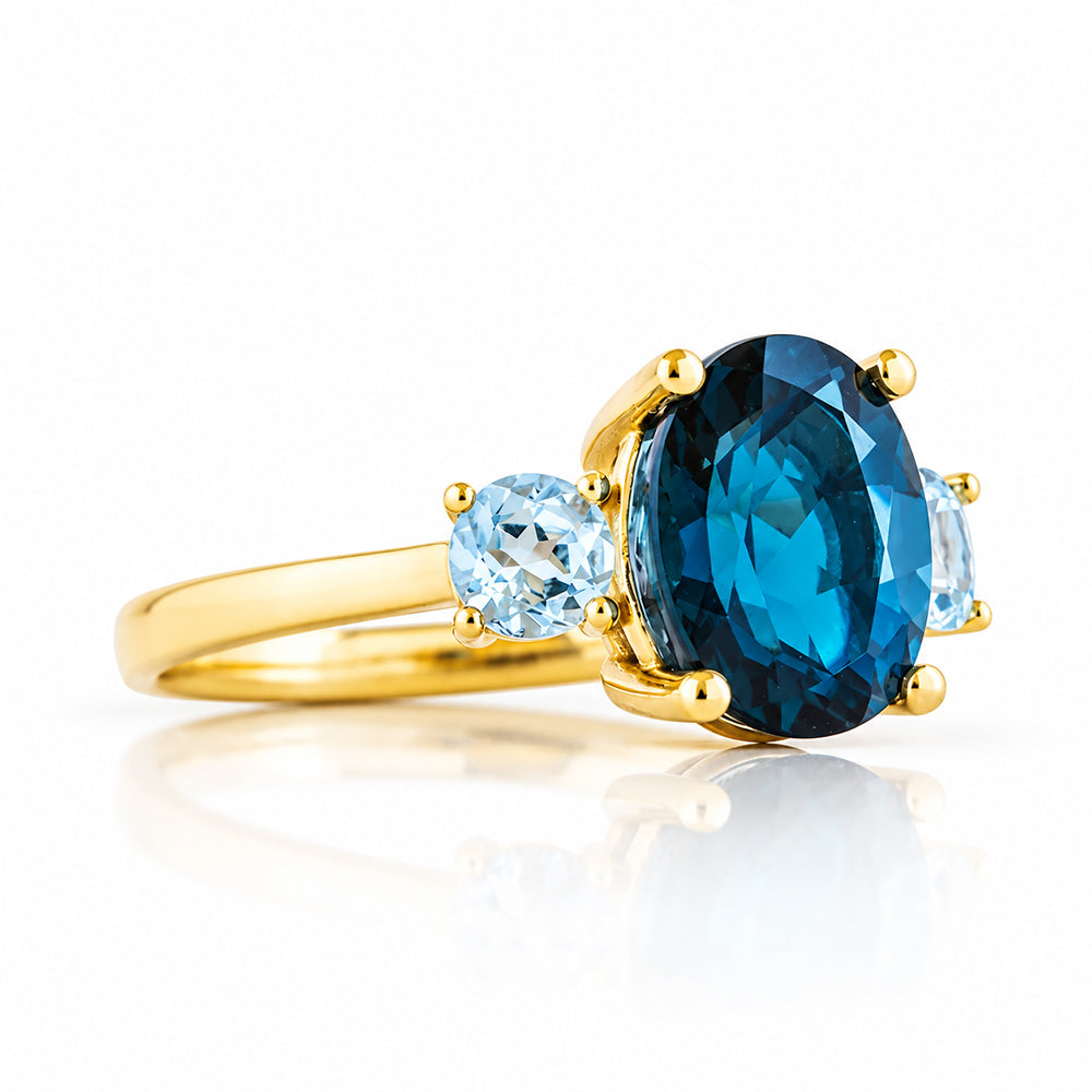 Hallie, London Blue and Sky Blue Topaz Ring - Victoria's Jewellery
