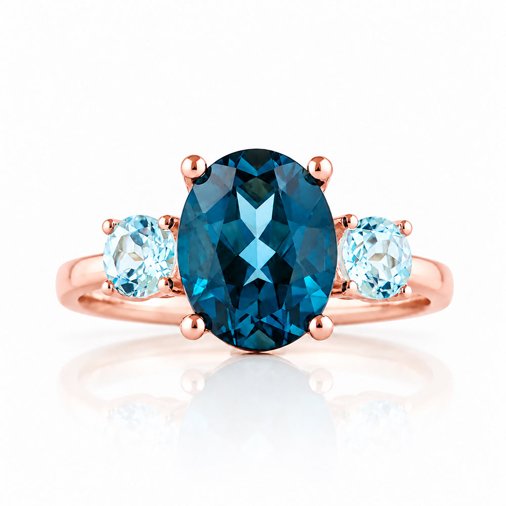 Hallie, London Blue and Sky Blue Topaz Ring - Victoria's Jewellery