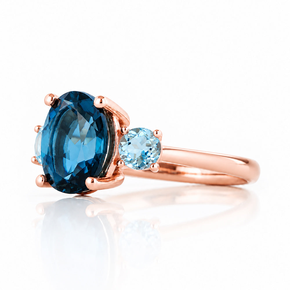 Hallie, London Blue and Sky Blue Topaz Ring - Victoria's Jewellery