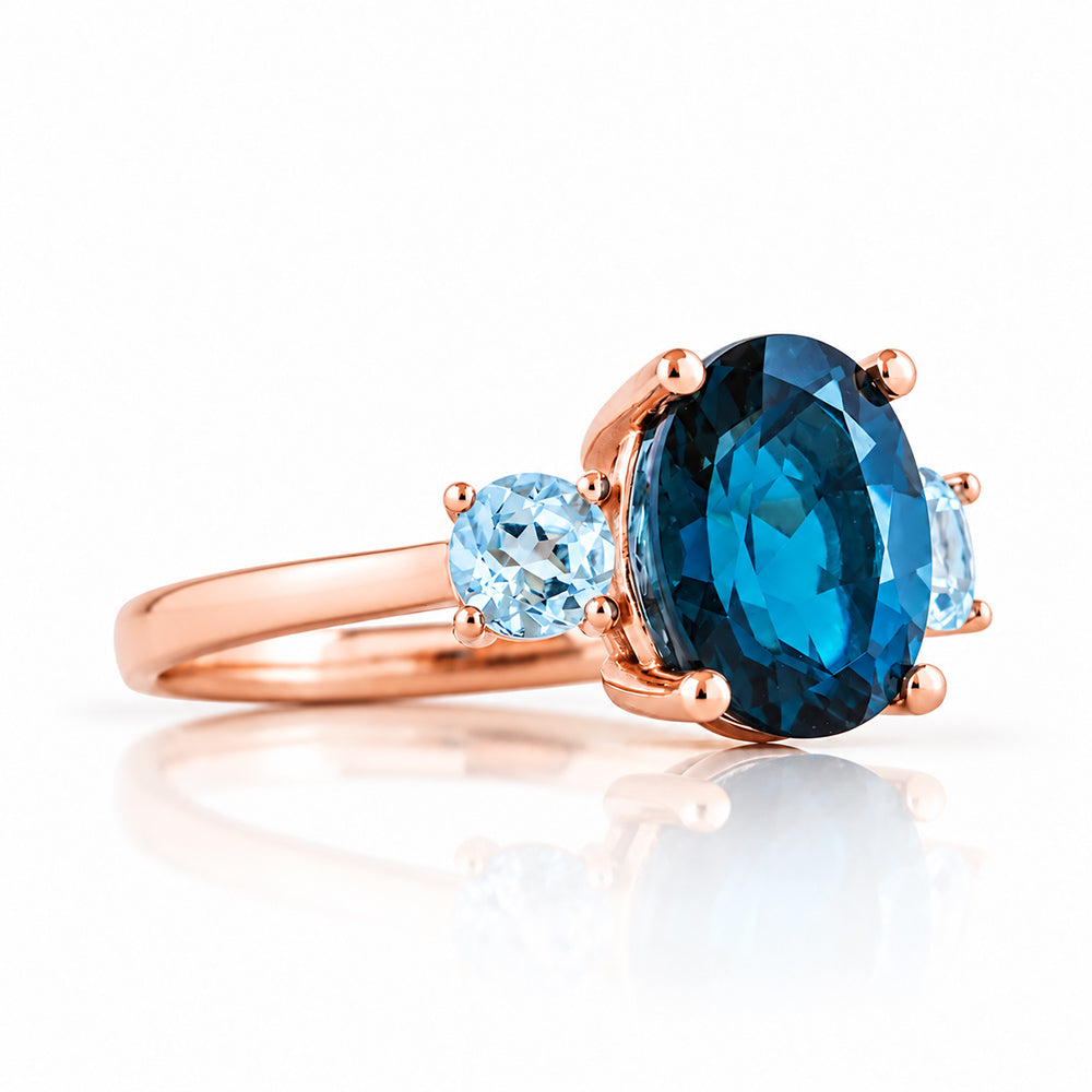 Hallie, London Blue and Sky Blue Topaz Ring - Victoria's Jewellery