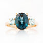 Hallie, an Oval cut London Blue and Sky Blue Topaz Trilogy Ring - Victoria's Jewellery