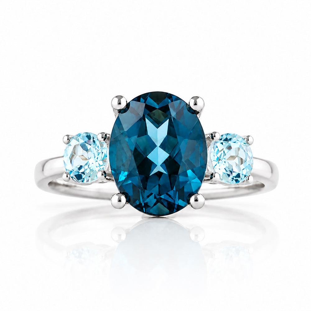 Hallie, London Blue and Sky Blue Topaz Ring - Victoria's Jewellery