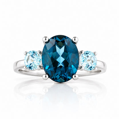 Hallie, London Blue and Sky Blue Topaz Ring - Victoria's Jewellery