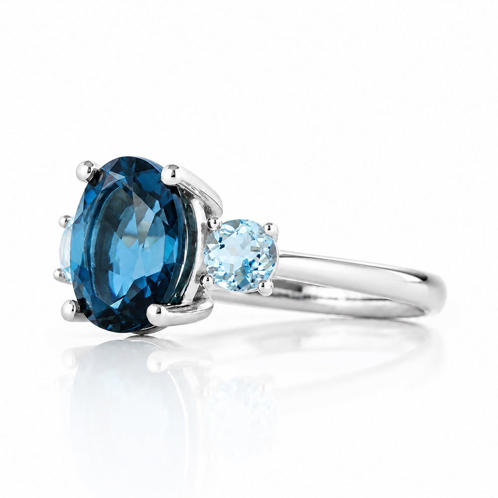 Hallie, London Blue and Sky Blue Topaz Ring - Victoria's Jewellery