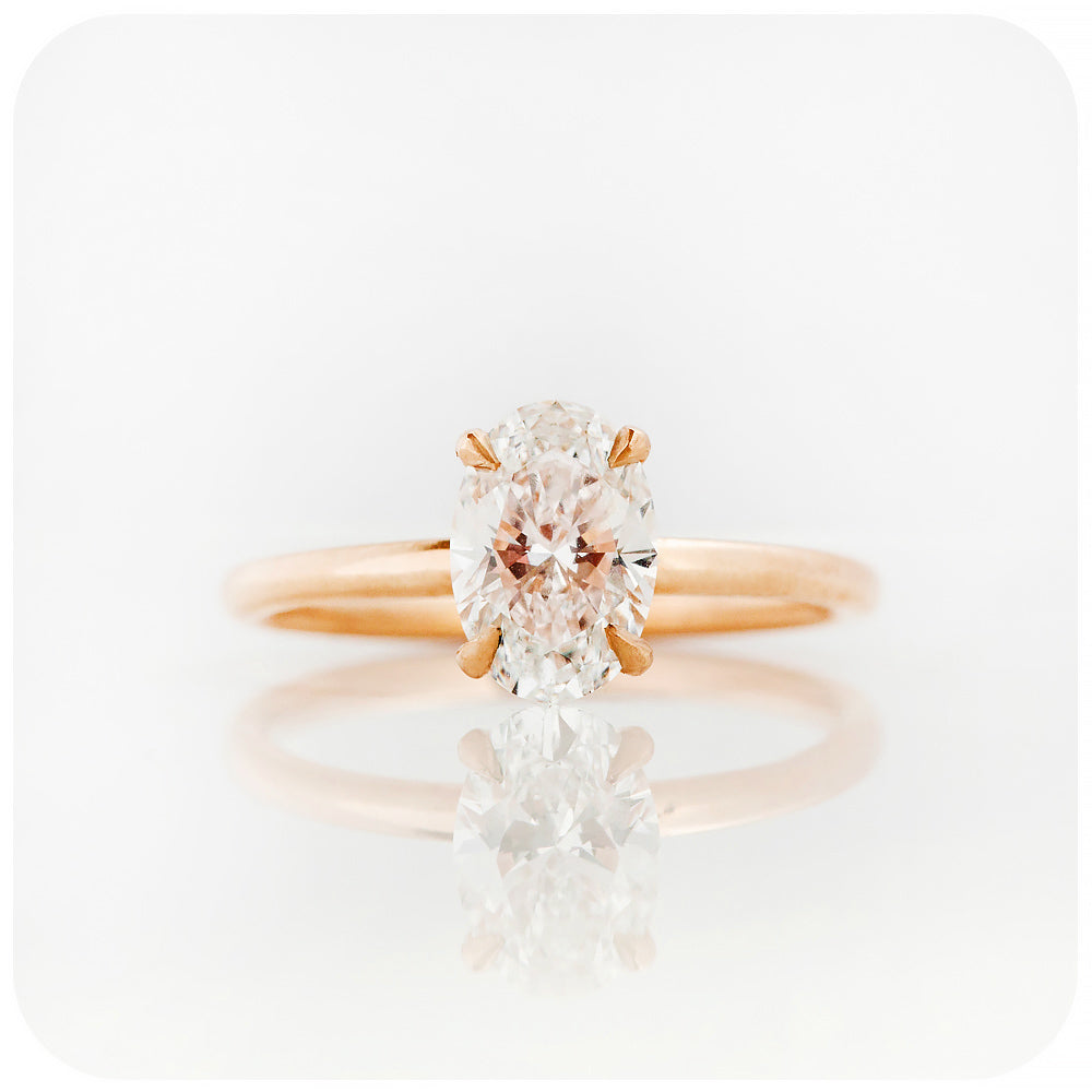 Oval cut Moissanite Solitaire Engagement Ring - Victoria's Jewellery