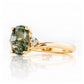 Georgie, a Moss Agate  and Diamond Trilogy Ring - 8x6mm