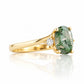 Georgie, a Moss Agate  and Diamond Trilogy Ring - 8x6mm