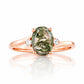 Georgie, a Moss Agate  and Diamond Trilogy Ring - 8x6mm