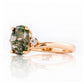 Georgie, a Moss Agate  and Diamond Trilogy Ring - 8x6mm