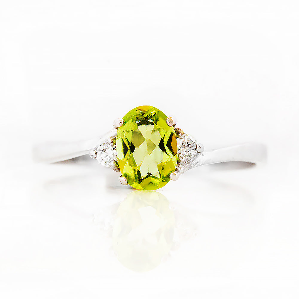 Georgie, a Peridot and Diamond Trilogy Ring - Victoria's Jewellery