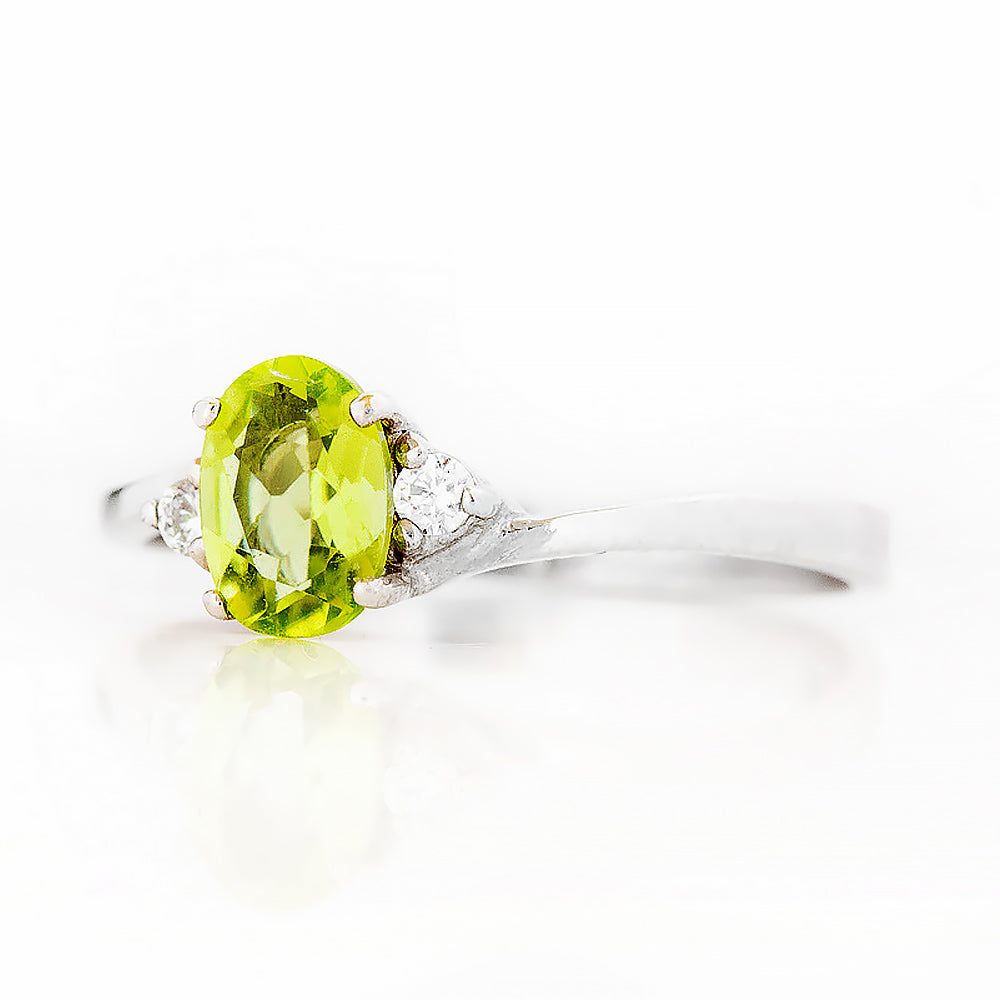 Georgie, a Peridot and Diamond Trilogy Ring - Victoria's Jewellery
