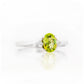 Oval cut Peridot and Lab Diamond Trilogy Engagement Ring in White Gold - Victoria's Jewellery