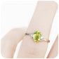 Oval cut Peridot and Lab Diamond Trilogy Engagement Ring in White Gold - Victoria's Jewellery