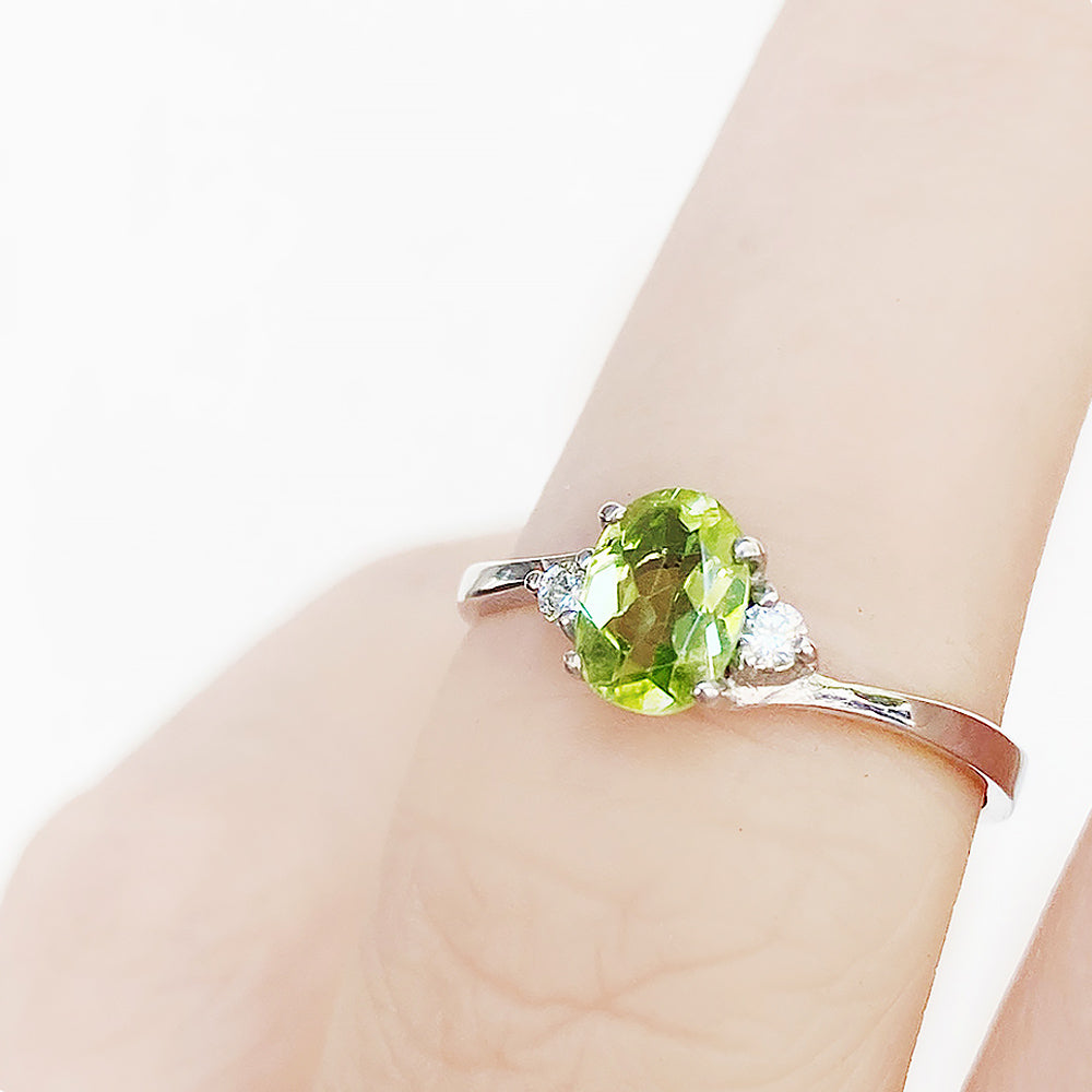 Georgie, a Peridot and Diamond Trilogy Ring - Victoria's Jewellery
