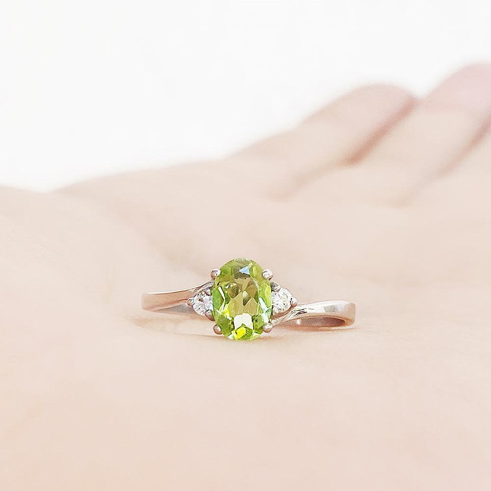 Georgie, a Peridot and Diamond Trilogy Ring - Victoria's Jewellery