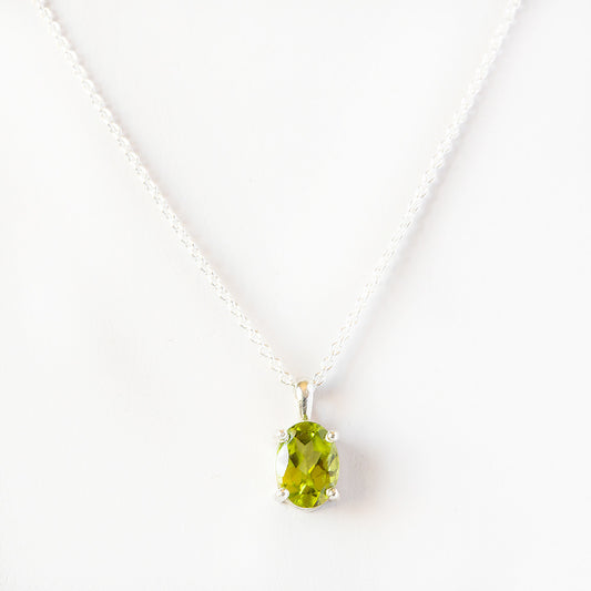 Luna, an Oval cut Peridot Necklace - 8x6mm