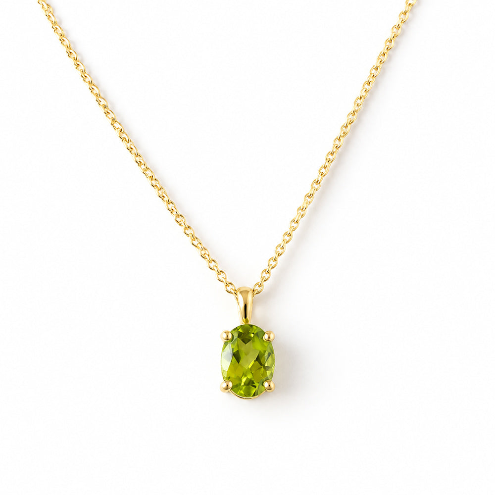 Luna, Oval cut Peridot Pendant - 8x6mm