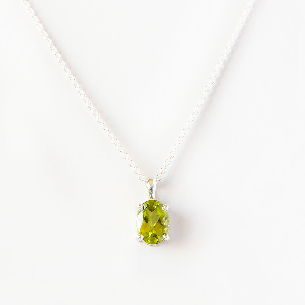 Oval cut Peridot Solitaire Necklace - Victoria's Jewellery