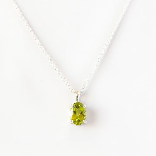 Oval cut Peridot Solitaire Necklace - Victoria's Jewellery