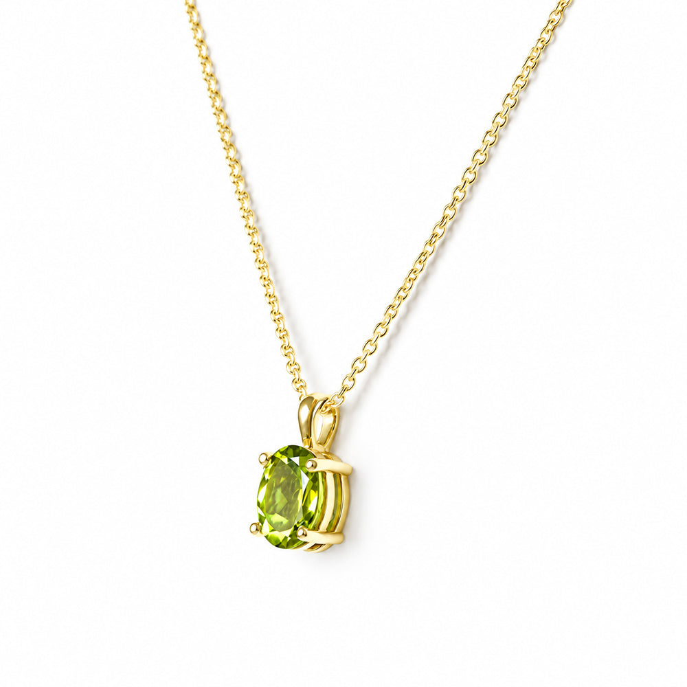 Luna, Oval cut Peridot Pendant - 8x6mm