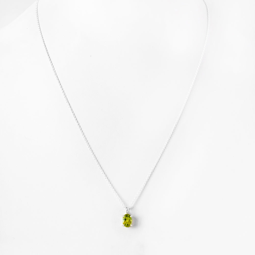 Oval cut Peridot Solitaire Necklace - Victoria's Jewellery