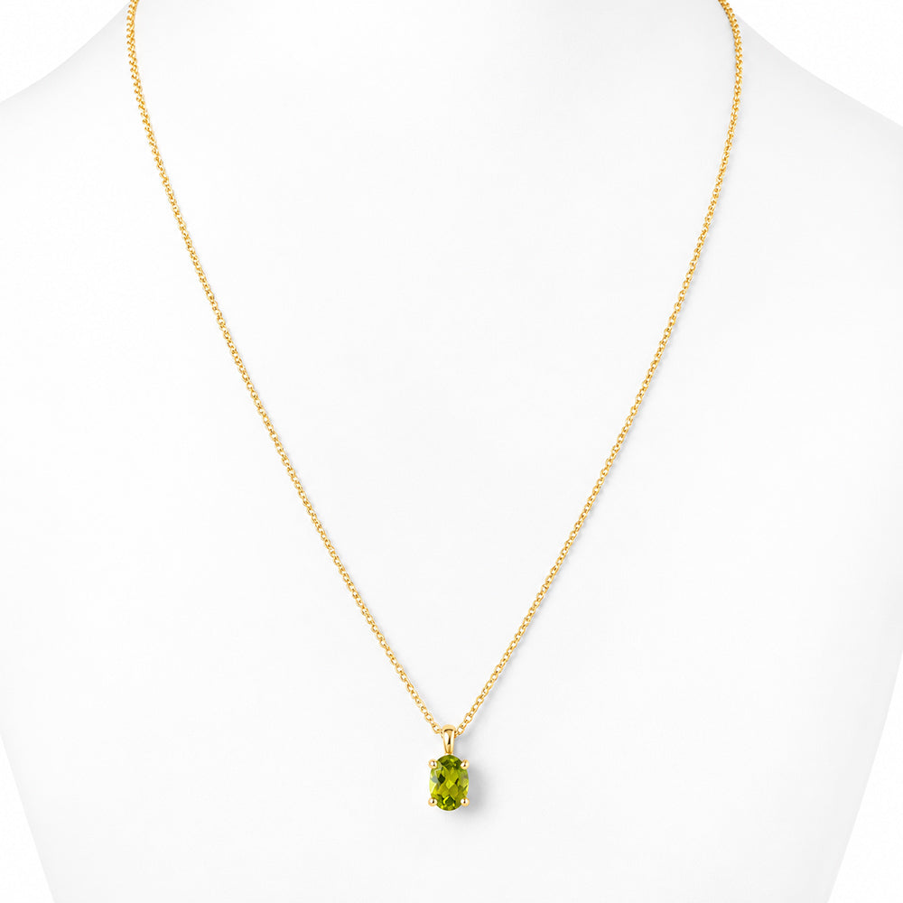 Luna, Oval cut Peridot Pendant - 8x6mm