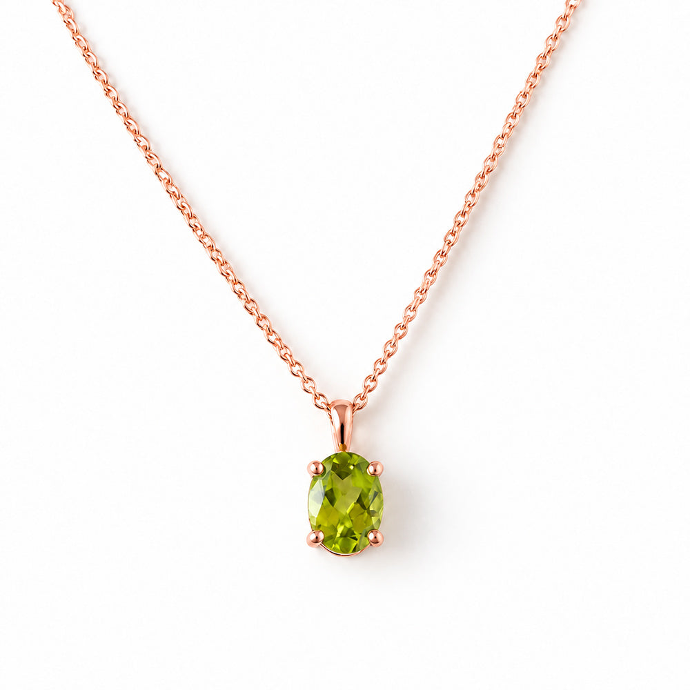 Luna, Oval cut Peridot Pendant - 8x6mm