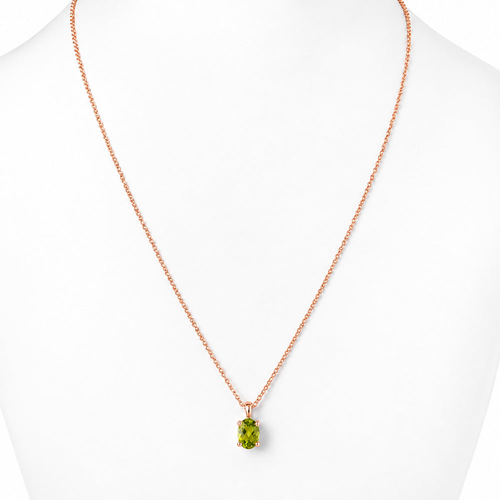 Luna, Oval cut Peridot Pendant - 8x6mm
