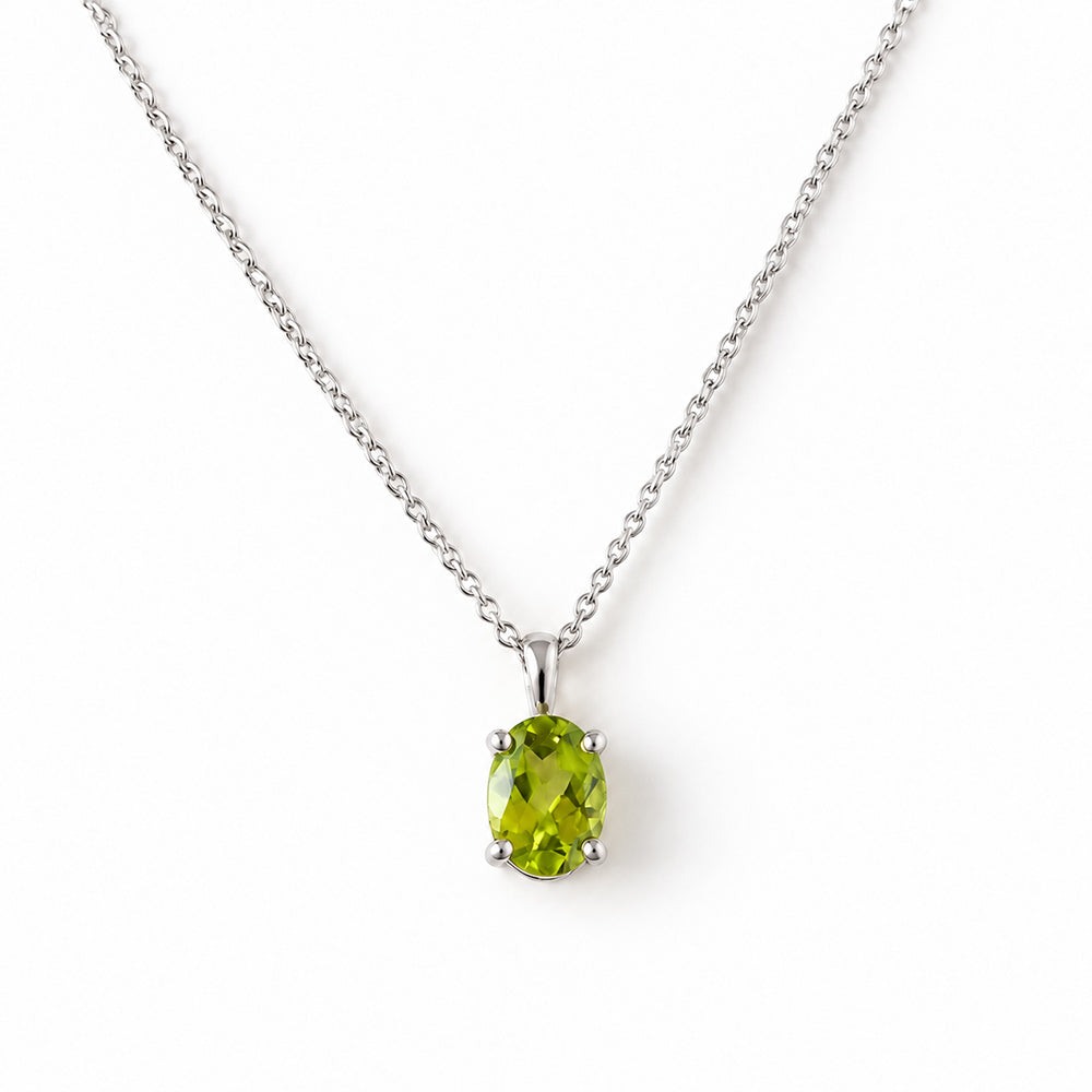 Luna, Oval cut Peridot Pendant - 8x6mm