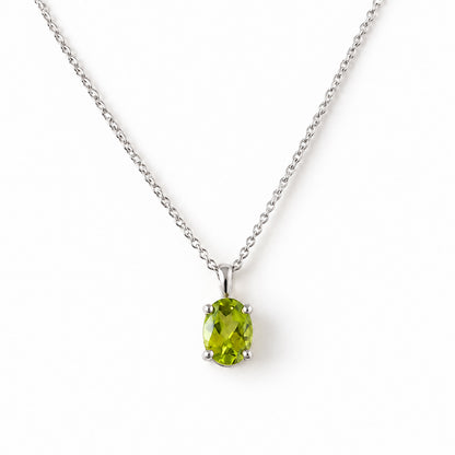Luna, Oval cut Peridot Pendant - 8x6mm