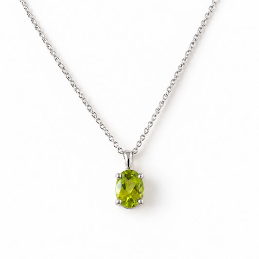 Luna, Oval cut Peridot Pendant - 8x6mm