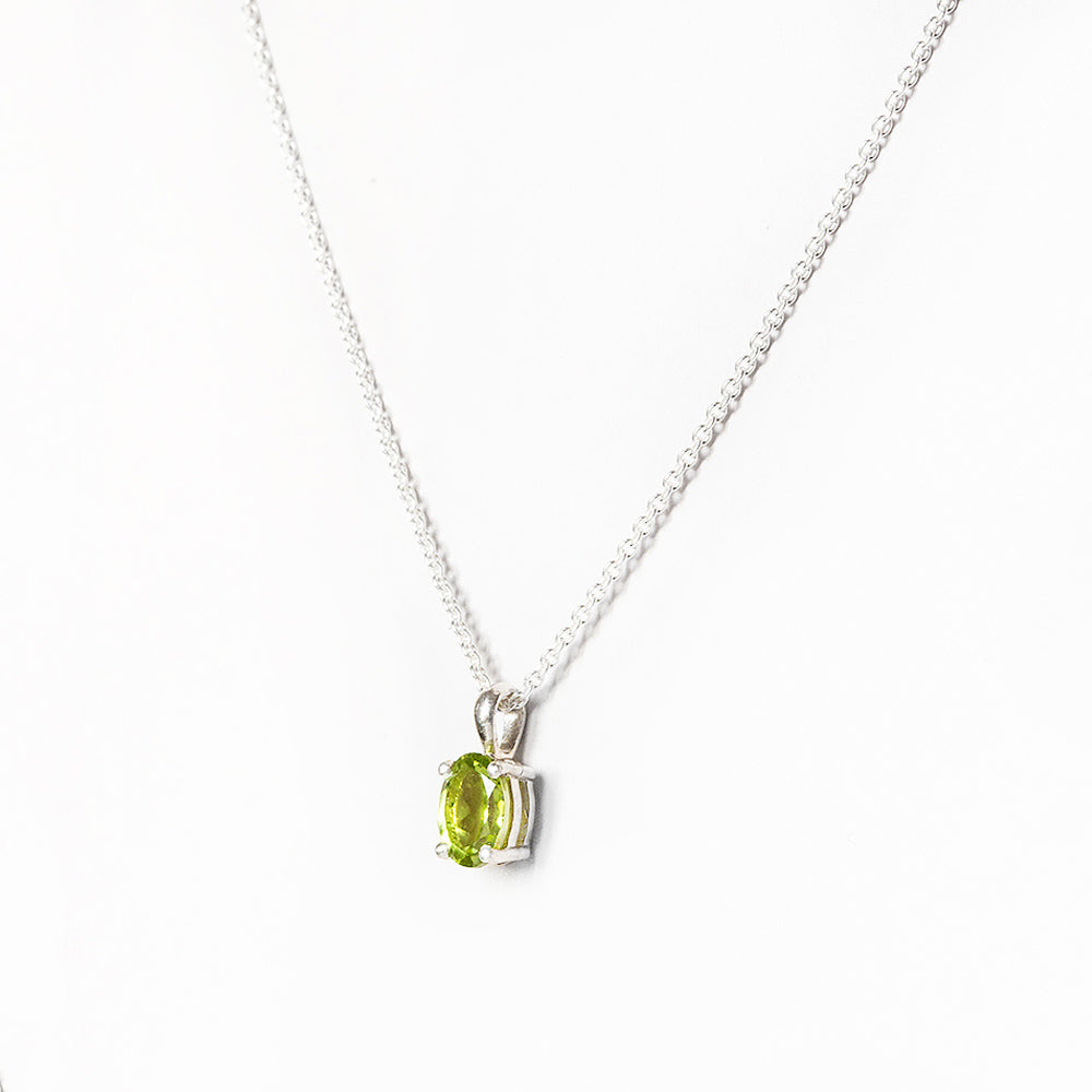 Oval cut Peridot Solitaire Necklace - Victoria's Jewellery