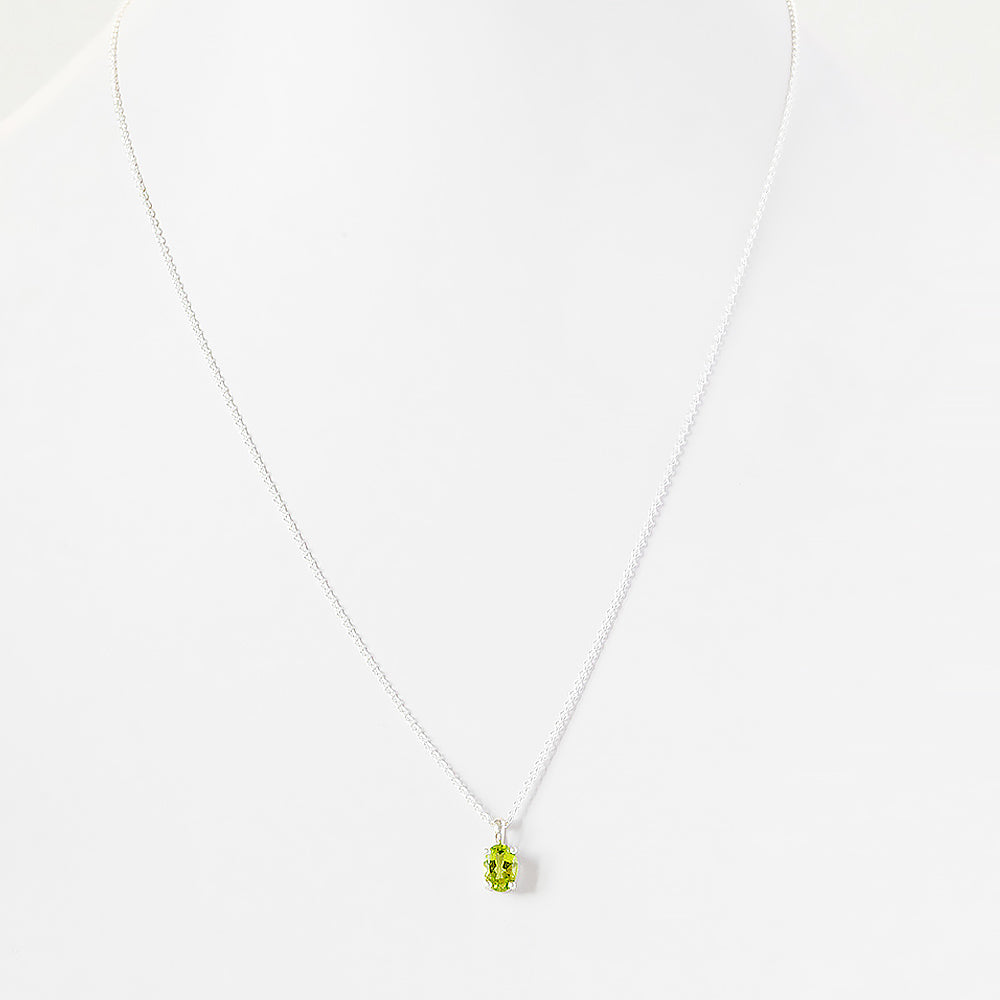 Oval cut Peridot Solitaire Necklace - Victoria's Jewellery