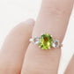 Lucy, a Peridot and Prasiolite Trilogy Ring