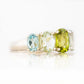 Oval cut Peridot, Prasiolite and Sky Blue Topaz half eternity Anniversary Ring - Victoria's Jewellery