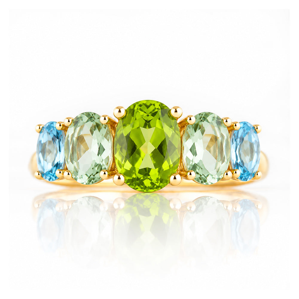 Queen, a Peridot, Prasiolite and Topaz Ring - Victoria's Jewellery