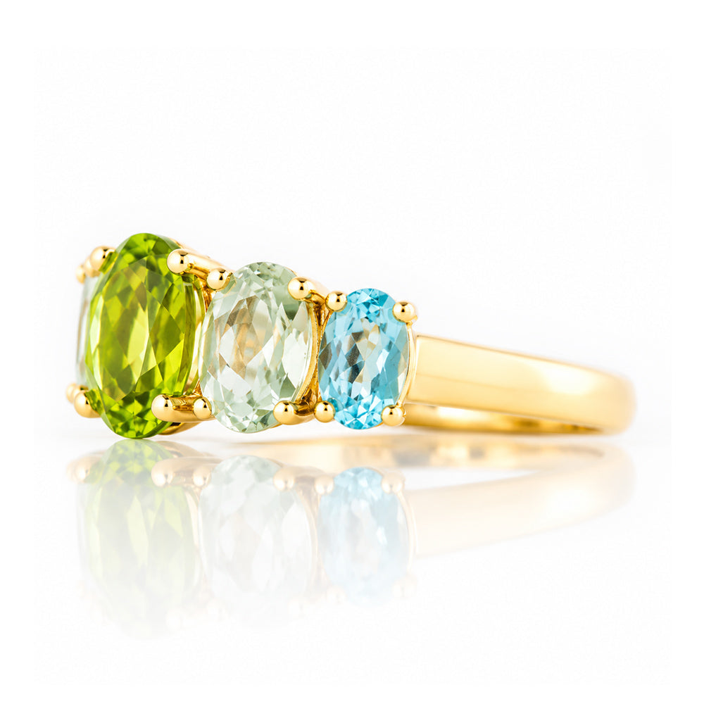 Queen, a Peridot, Prasiolite and Topaz Ring - Victoria's Jewellery