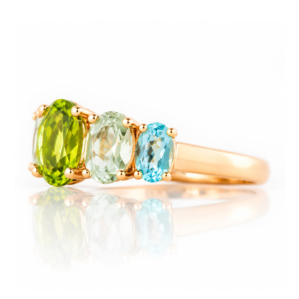 Queen, a Peridot, Prasiolite and Topaz Ring - Victoria's Jewellery