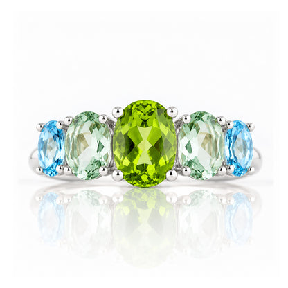Queen, a Peridot, Prasiolite and Topaz Ring - Victoria's Jewellery