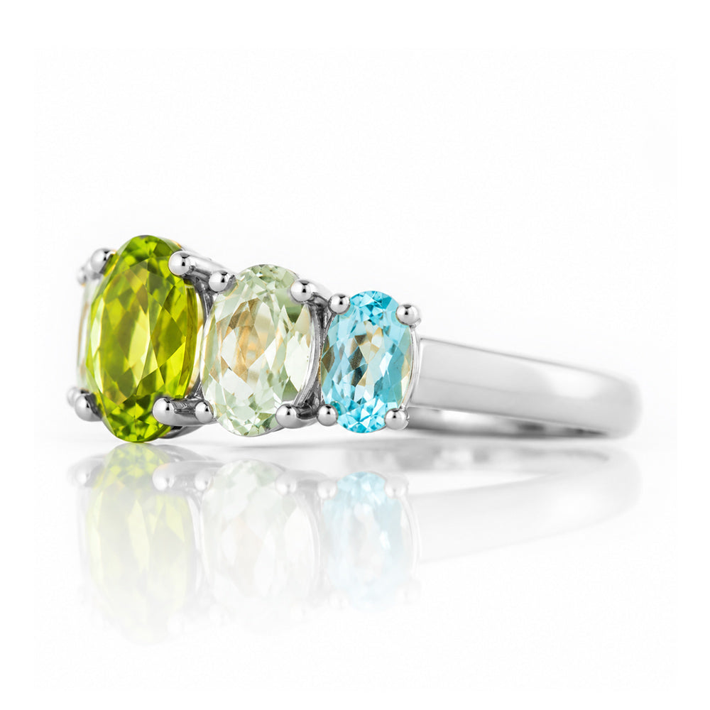 Queen, a Peridot, Prasiolite and Topaz Ring - Victoria's Jewellery