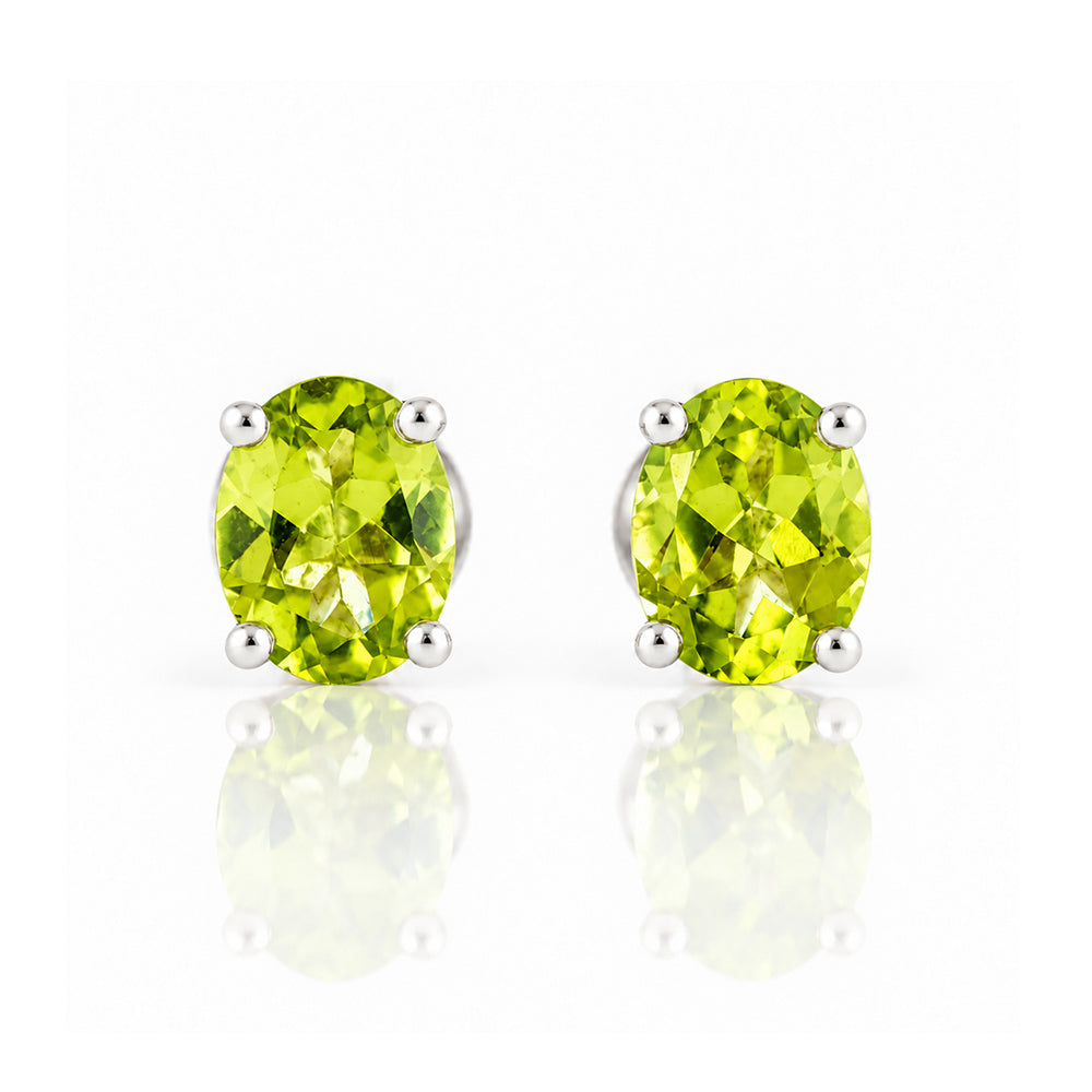 Luna, Oval cut Peridot Stud Earring - 7x5mm - Victoria's Jewellery