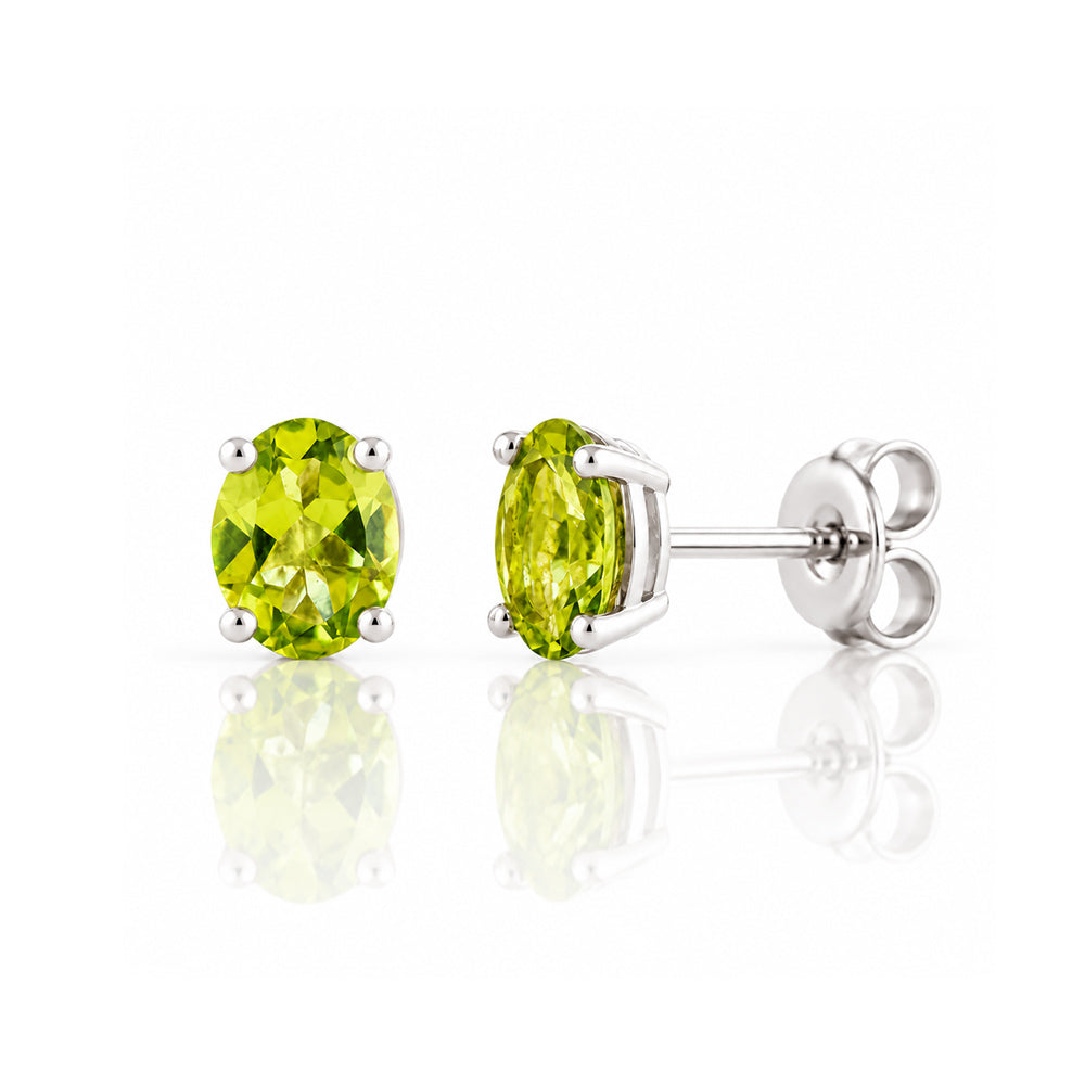 Luna, Oval cut Peridot Stud Earring - 7x5mm - Victoria's Jewellery