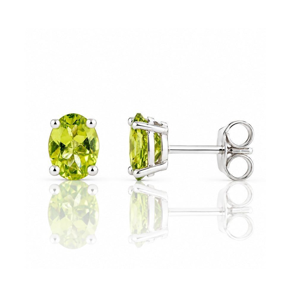 Luna, Oval cut Peridot Stud Earring - 7x5mm - Victoria's Jewellery