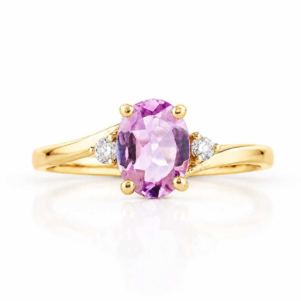 Georgie, a Pink Amethyst and Diamond Trilogy Ring - 8x6mm