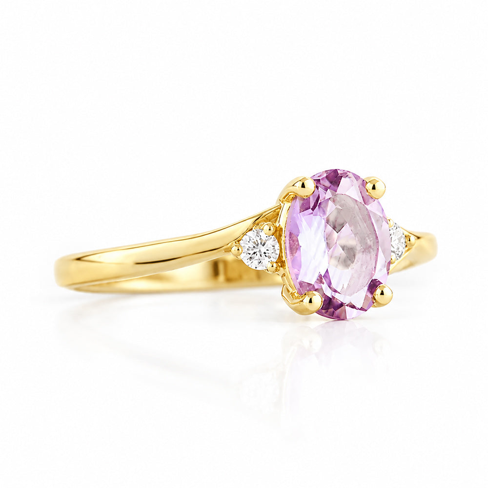 Georgie, a Pink Amethyst and Diamond Trilogy Ring - 8x6mm