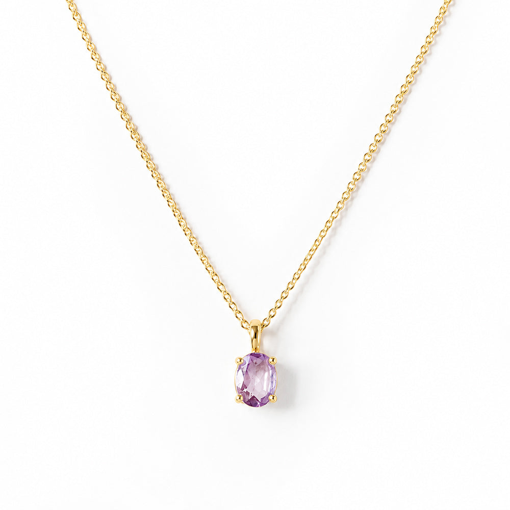 Luna, Oval cut Pink Amethyst Pendant - 7x5mm - Victoria's Jewellery