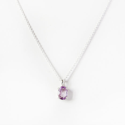 Oval cut Pink Amethyst Solitaire Necklace - Victoria's Jewellery