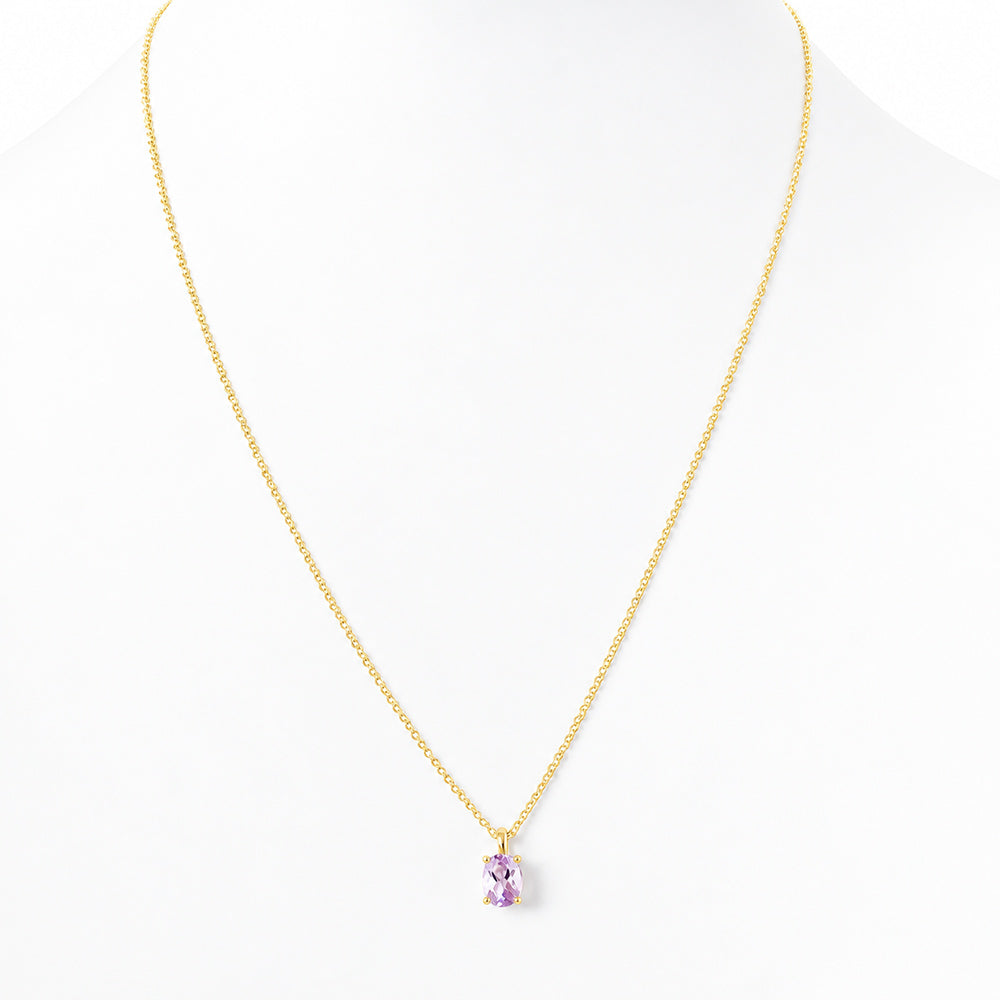 Luna, Oval cut Pink Amethyst Pendant - 7x5mm - Victoria's Jewellery